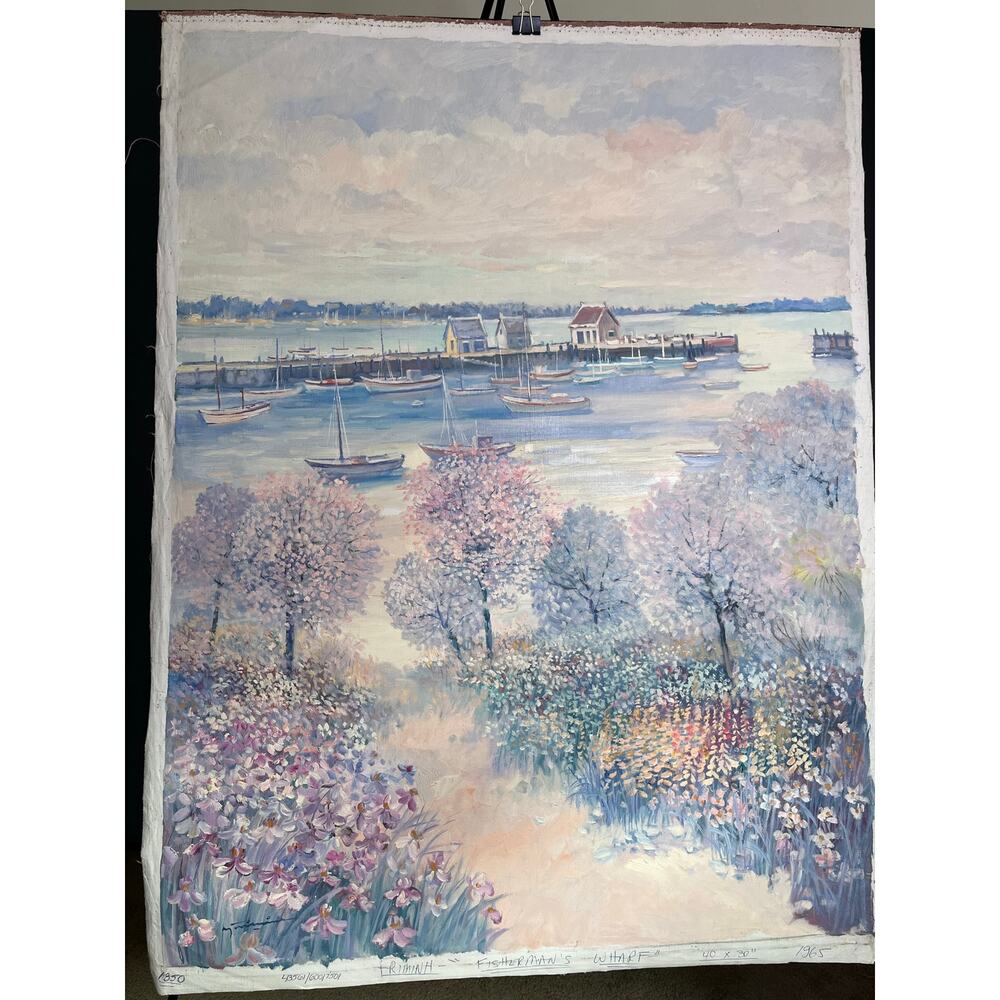 “Fisherman’s Warf” Original signed Canvas Painting Nguyen Tri Minh
